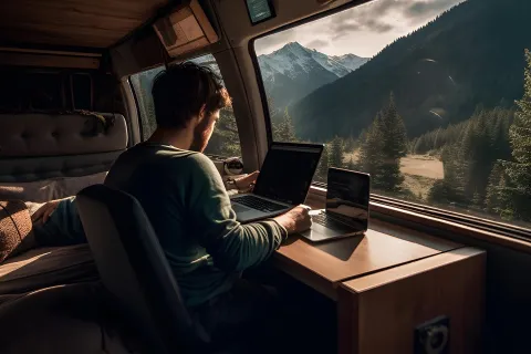 Arbeiter können ihre Definition der Work-Life-Balance durch das praktische Modell Workation neu definieren. © Adobe Stock, ckybe