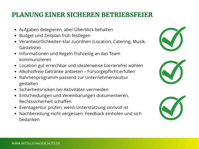 Grafik über die Planung einer gelungenen Weihnachtsfeier im Betrieb.